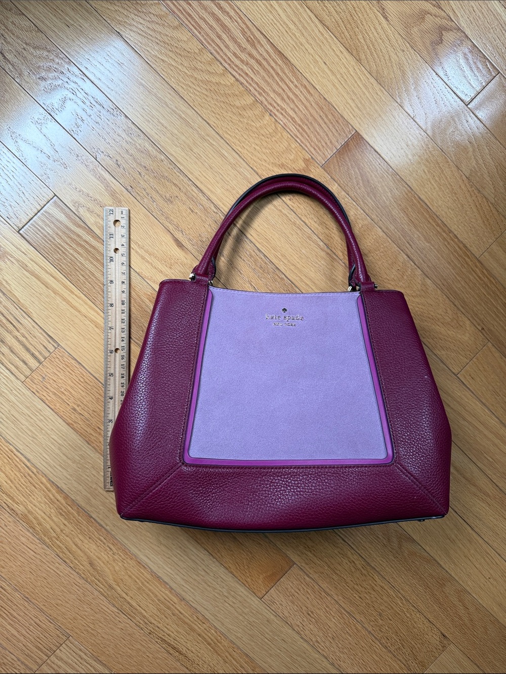 Kate Spade Two-Tone Berry and Lavender Leather and suede Satchel - Picture 4 of 10